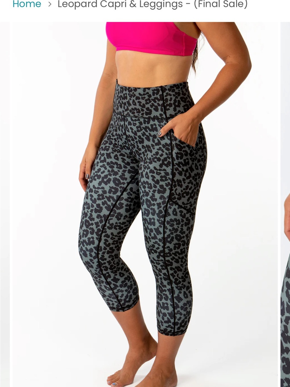 KIAVA High-Waist Leopard Capri Leggings in Gray and Black